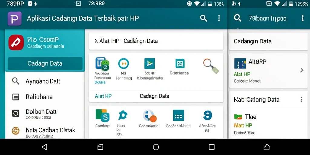 Antarmuka aplikasi 789RP untuk cadangan data yang mudah digunakan.