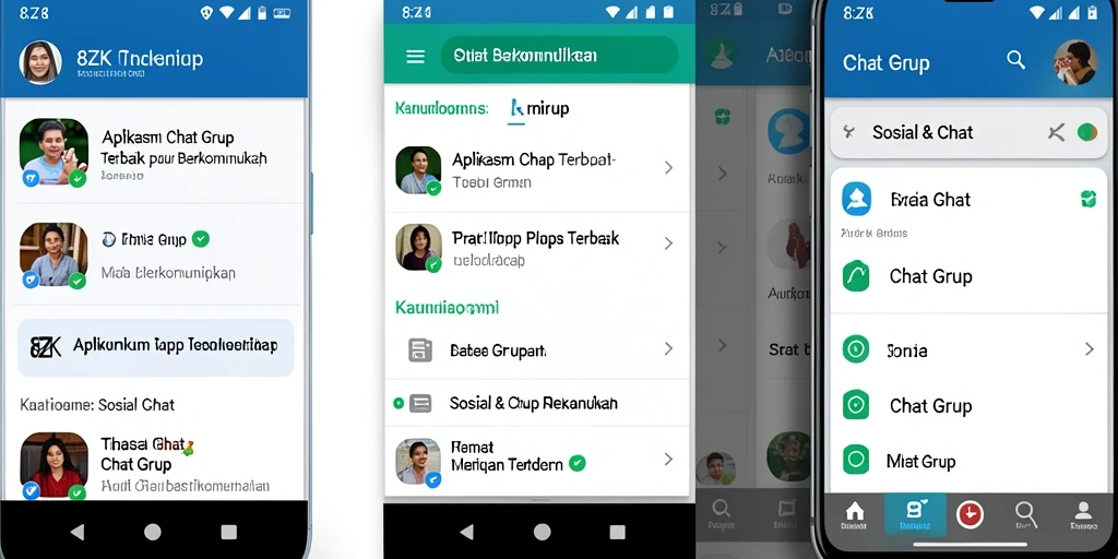 Tampilan antarmuka 8ZK yang sederhana dan intuitif untuk Chat Grup.