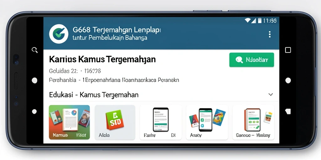 Tampilan antarmuka yang intuitif dari aplikasi G668 untuk Kamus Terjemahan.