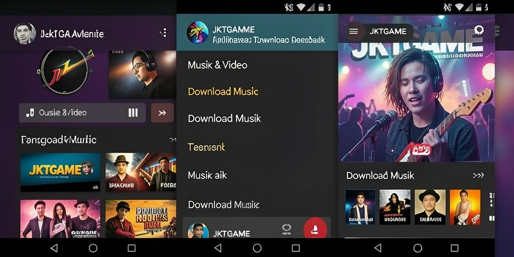 Tampilan antarmuka JKTGAME untuk Download Musik yang user-friendly.