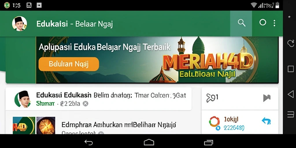 Tampilan antarmuka aplikasi MERIAH4D untuk belajar ngaji yang interaktif.