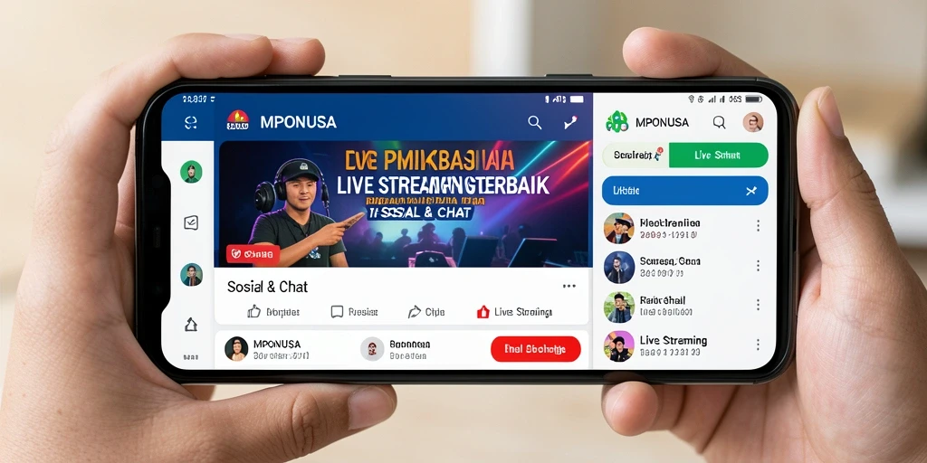 Tampilan antarmuka MPONUSA saat live streaming dengan fitur interaksi.