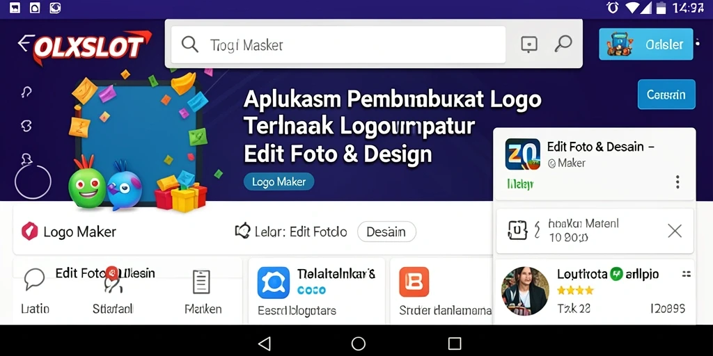 Screenshot OLXSLOT menunjukkan antarmuka pengguna yang intuitif untuk membuat logo.