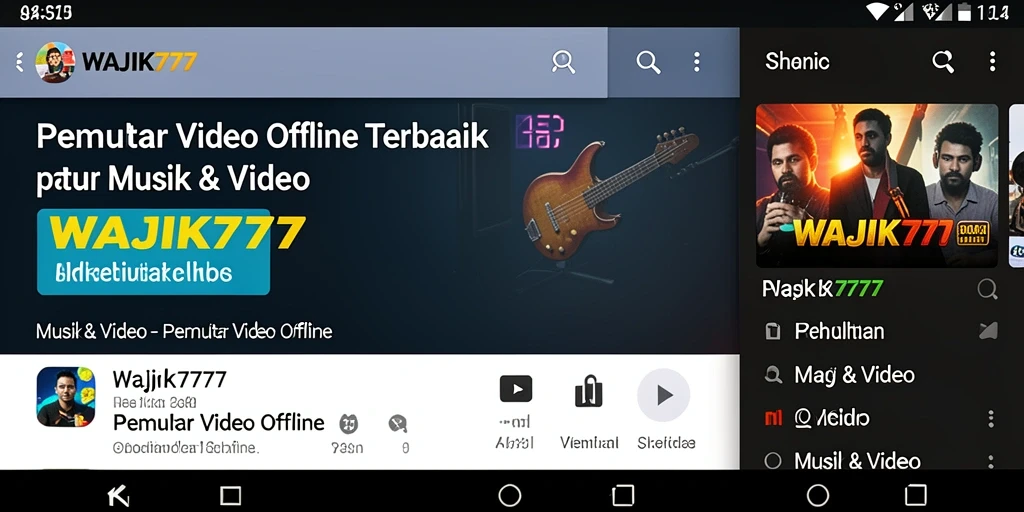Tampilan antarmuka WAJIK777 untuk Pemutar Video Offline.